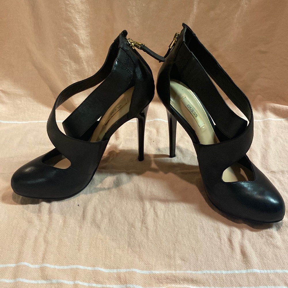 Guess Black Leather Heel
